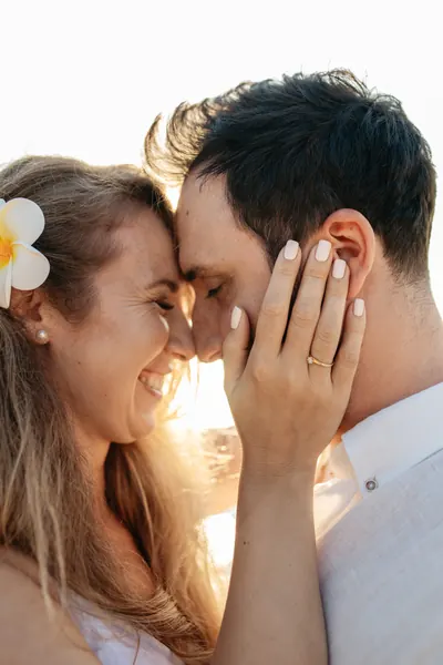 Couple smiling each other affectionately, Mauritius