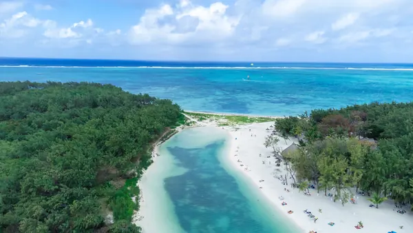 Aerial view lush green tropical, Mauritius