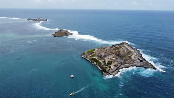 Aerial view small offshore islands, Mauritius