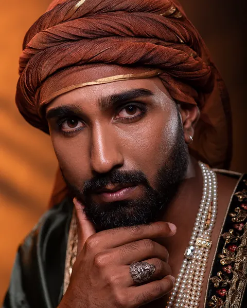 Man traditional turban ornate jewellery, Mauritius