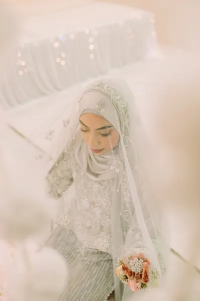 Bride delicate veil lace gown, Mauritius