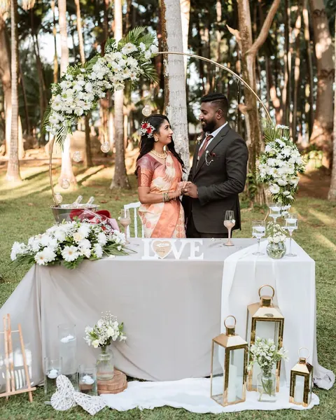 Bride groom decorated sweetheart table, Mauritius